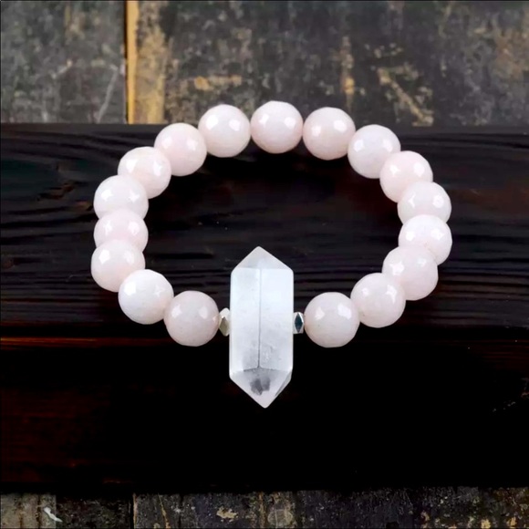 Genuine Reiki Charged Rose Quartz and double pointed Crystal Bracelet - Picture 2 of 3
